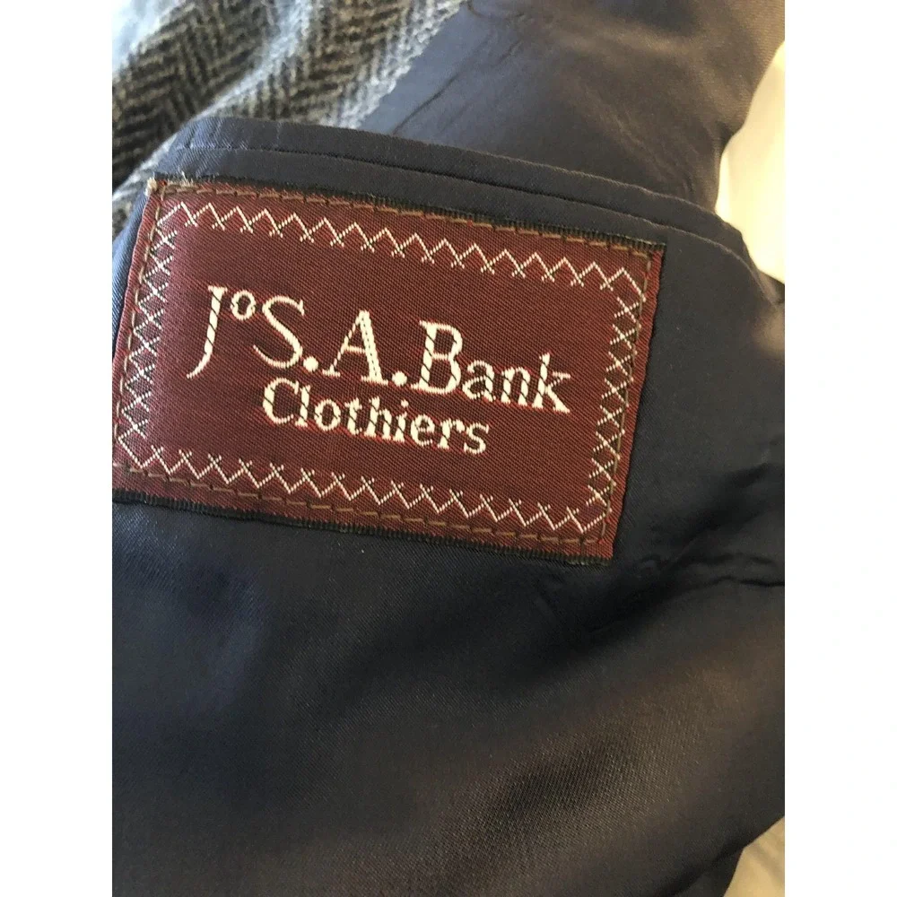 Jos. A. Bank Blazer Mens 40R Gray Wool Herringbone Tweed Sport Coat Flaw